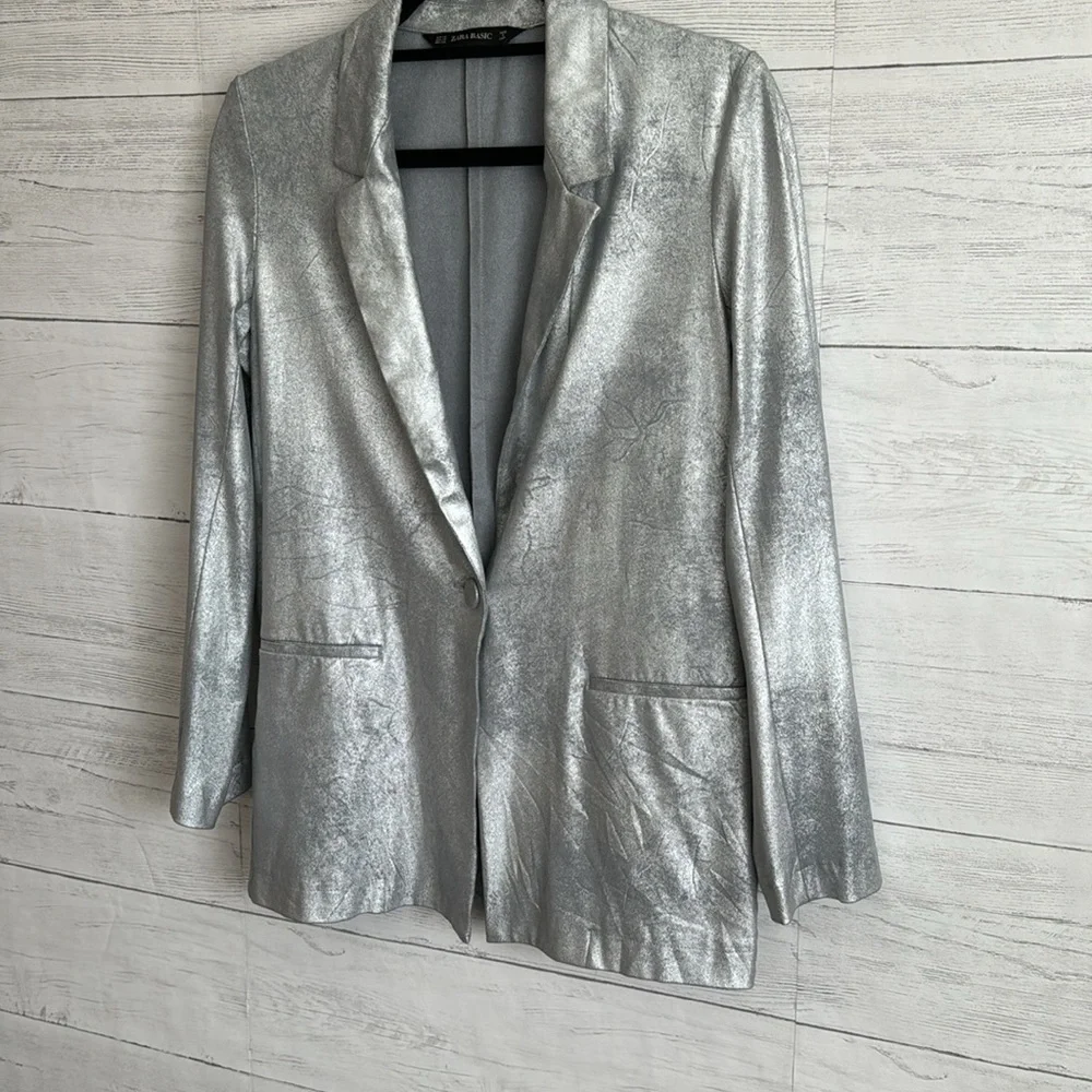 Zara Silver Suede Blazer | SIZE XS - Picture 4 of 9